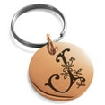 thumbnail image 1 of Stainless Steel Letter J Initial Floral Monogram Engraved Small Medallion Circle Charm Keychain Keyring, 1 of 1