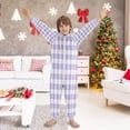 thumbnail image 7 of Soft Big Kids Onesie Pajamas Cozy Loose-Fit Jumpsuits for kids with Pockets for Christmas Lounge & Play Purple and White Plaid, 7 of 7