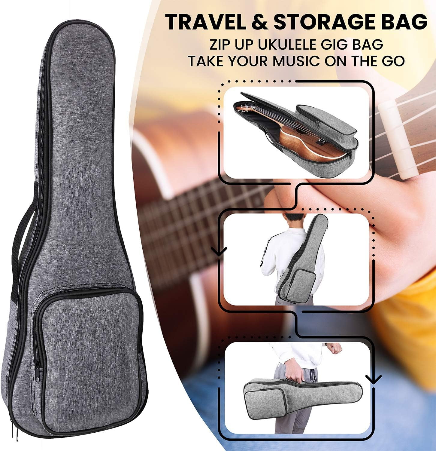 Ranch UK-23 Concert Ukulele - 23 inch Beginner Kit with 12 Online Lessons, Gig Bag, Tuner, Strap, Aquila Strings Set
