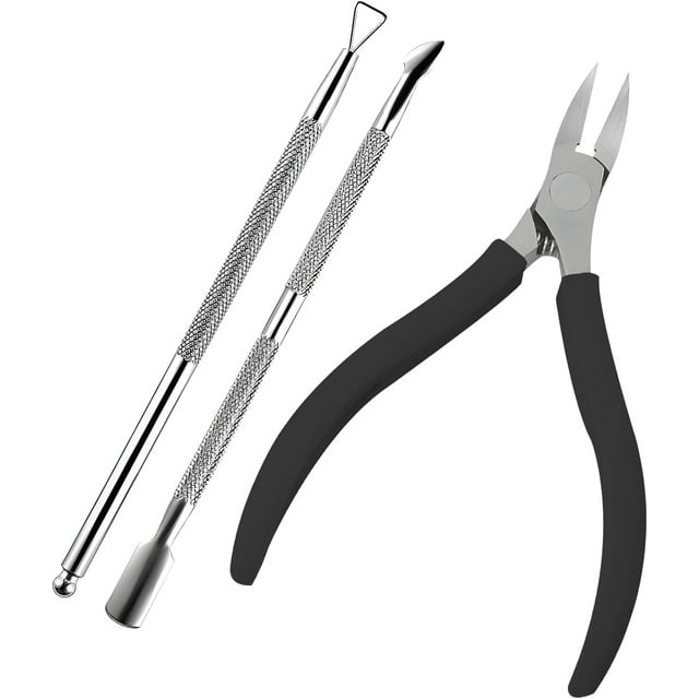 Cuticle Care Set with Cuticle Trimmer, Pusher, and Peeler: Professional Stainless Steel Nail Care Kit for Manicure and Pedicure, Durable Cuticle Nipper Cutter Clipper, Dead Skin Remover Tools (Black)