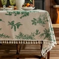 thumbnail image 5 of Square Vintage Cotton Linen Tablecloth with Stitching Tassels Washable Fabric Table Cover for Christmas Dining Kitchen Tea Party, 5 of 10