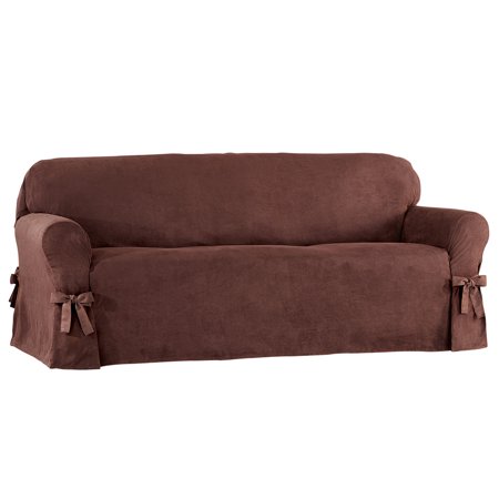 Faux Suede Slipcover With Custom Fit Ties Furniture Cover