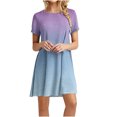 thumbnail image 2 of Robe Mini pour Femmes 2023 Été Décontractée à Manches Courtes Mignonne à Col Rond Robe Fluide à Imprimé Floral Ample Robe T-Shirt de Plage, 2 of 5