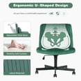 thumbnail image 4 of Silla de oficina sin brazos de terciopelo verde Criss Cross con ruedas - versátil para oficina en el hogar, meditación y maquillaje, 4 of 5