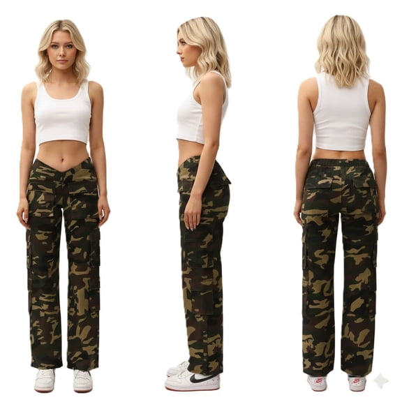 Camo Cargo Jean Low -Waisted
