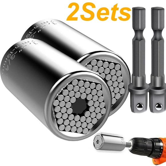 Universal Socket Tools Dad Gifts, Super Socket Set with Power Drill Adapter (2 sets)