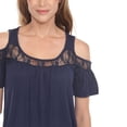 thumbnail image 5 of White Mark Casual Cold Shoulder Lace Trim Knit Blouse, Women's, 5 of 6