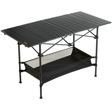 VEVOR Folding Camping Table, 24"x16", Portable & Lightweight with Storage and Carry Bag, Aluminum/Steel Compact Table for Beach, Picnic, and Travel