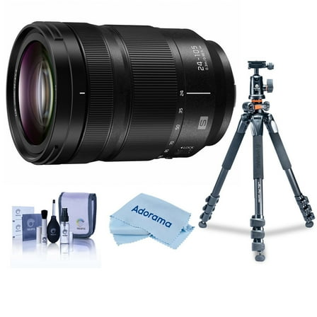 Panasonic LUMIX S 24-105mm f/4 O.I.S. Lens for L Mount, Bundle with Vanguard Alta Pro 264AT Tripod and TBH-100 Head, Cleaning Kit, Cleaning Cloth