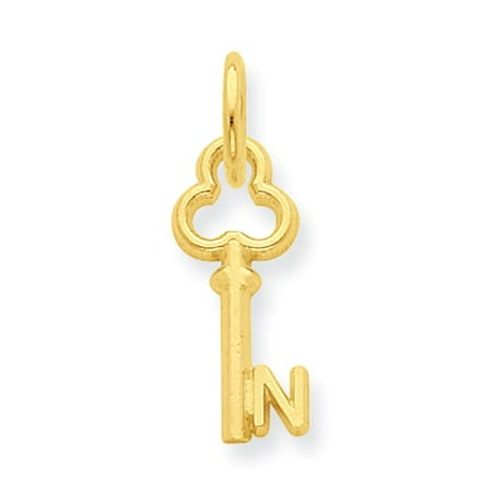 14k Yellow Gold N Key Charm Pendant
