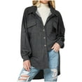 thumbnail image 2 of Lilgiuy Women Casual Turndown Collar Long Sleeve Loose Hoodless Denim Outwear T-Shirt Autumn Blouse Tops Fall Fashion 2022 Spring Winter, 2 of 5