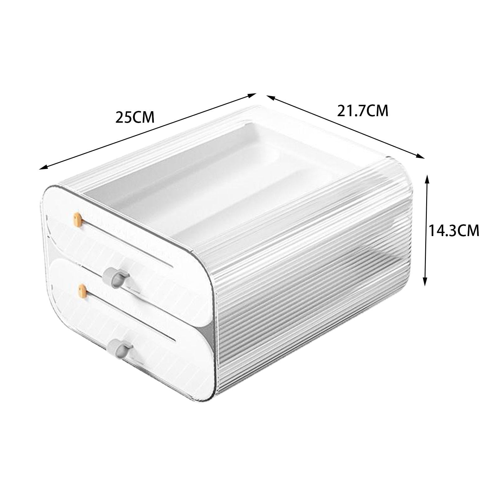 Nishiyuenyi Egg Holder Tray Clear Large Capacity 2 Layer Drawer Trays Refrigerator Organizer