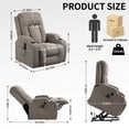 thumbnail image 3 of Trustyue Recliner Chair with Heat and Massage, Electric Recliner with Standing Assistance, Polyester Beige, 3 of 9