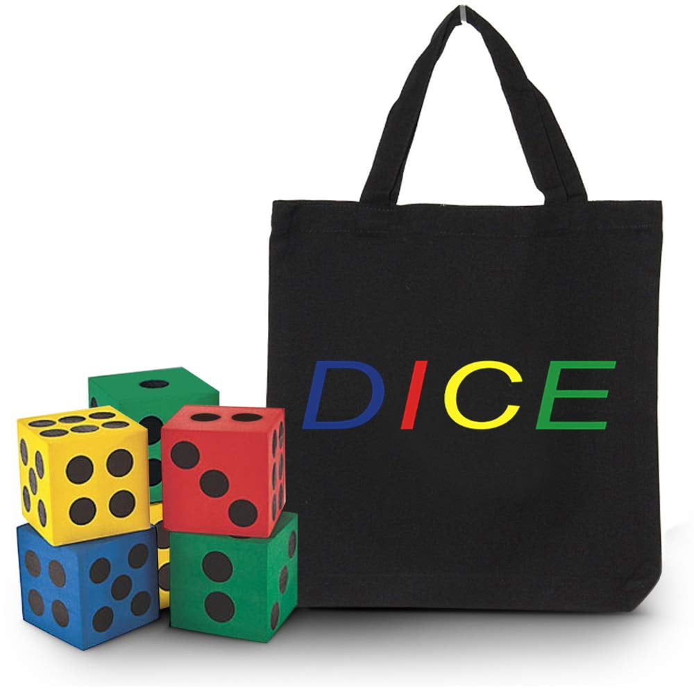 Jumbo Foam Dice Set of 6, Giant Soft Dice in Assorted Colors for Bunco Night & Game Night Fun