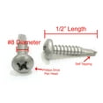 thumbnail image 2 of Bolt Dropper 6 x 3/4" Self Tapping Stainless Steel Metal Screw, (100 Pack) Phillips Pan Head Self Drilling Screws, 410 SS, Choose Size, 2 of 6
