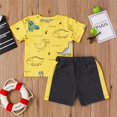 thumbnail image 2 of Boy T-shirt Set  Neck Printed T-shirt Lace Up Short Pants, 2 of 6