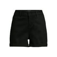 Time and Tru Women's MidRise Double Roll Denim Shorts, 4" Inseam, Sizes 220
