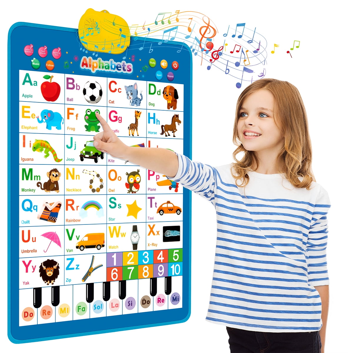 Electronic Alphabet Wall Chart, Toddler Learning Toys, Educational Toys ABC&123 Preschool Poster, Alphabet Baby Learning Toys, Toys for Ages 2-6, Blue