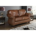 thumbnail image 2 of Lexicon Attleboro Leather 2-Piece Upholstered Sofa Set in Brown, 2 of 12