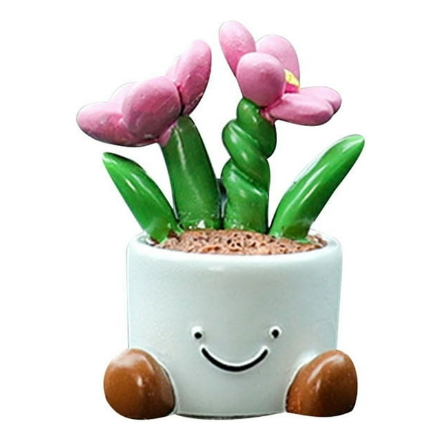 Flower Pot Small Accessories Desktop Cute Doll Car Center Console Resin Car Accessories