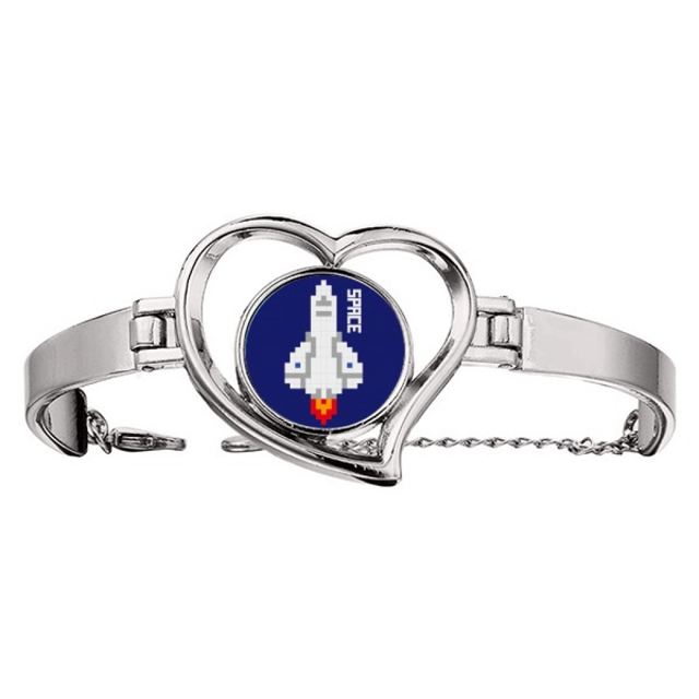 Cohete despegar universo píxel Pulsera pulsera de joyería en forma de corazón Unbranded M