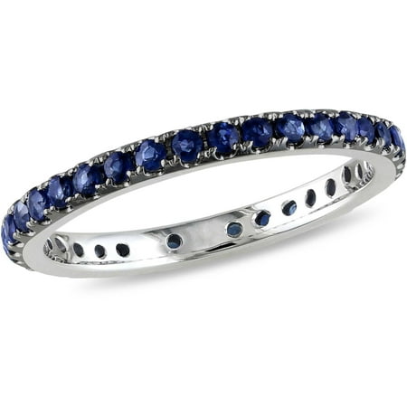 White Sapphire Eternity Ring - 3/4 Carat T.G.W. Sapphire 14kt White Gold Anniversary Eternity Ring