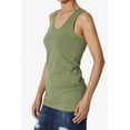 thumbnail image 3 of TheMogan Women's Basic Scoop Neck Racerback Stretch Cotton Tank Top Sleeveless Sporty Tee Dusty Olive L, 3 of 7