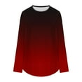 thumbnail image 5 of miqiqism Great discounts！Women's Tops Curved Hem Tees Pullover Shirts Gradient Crew Neck Tunic Blouses Loose Jumper Clothing,T# Wine,X-Large, 5 of 6