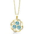 thumbnail image 2 of Gem Stone King 2.87 Ct Round Blue Zircon 18K Yellow Gold Plated Silver Pendant, 2 of 5