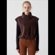 thumbnail image 4 of Chaleco Corto con Cremallera para Mujer, Abrigo Corto Cálido de Invierno Sin Mangas con Cuello Alto. Color Café M, 4 of 8