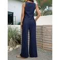 thumbnail image 6 of Womens 2 Piece Outfits V Neck Tie Waist Vest and Wide Leg Casual Pants Sets Navy Blue L, 6 of 7