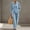 Light Blue, variant on IUYRTFE Women's Velour Two Piece Lounge Set Long Sleeve Half Zip Top Wide Leg Pants Tracksuit