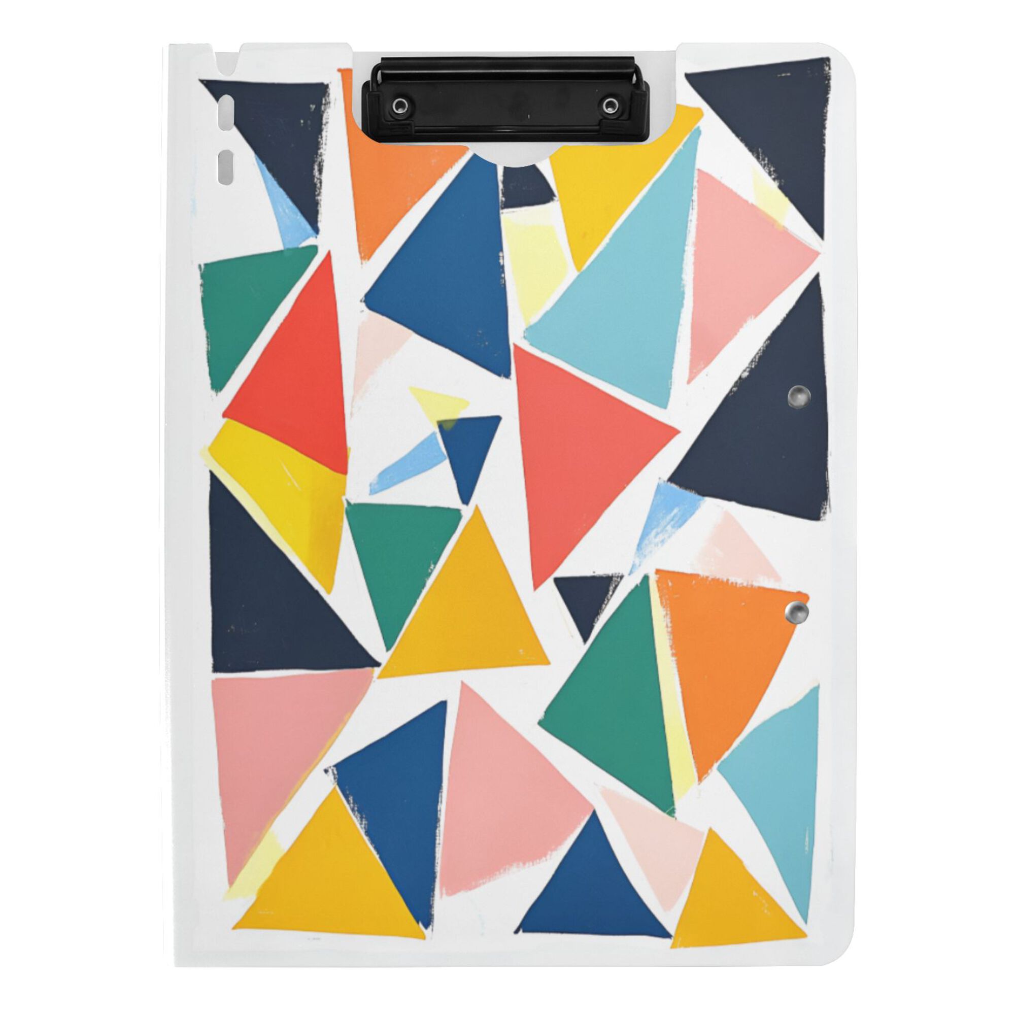 FORMRS A4 Clipboard Folder with Pen Holder Horizontal Foldable School Office Binder, Red Triangles