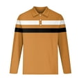 thumbnail image 4 of Fnnxeal Men's 2XL Orange Long Sleeve Polo Shirt - 100% Polyester, Striped, Wrinkle-Resistant Quick Dry, Casual Business & Outdoor Wear, 4 of 5