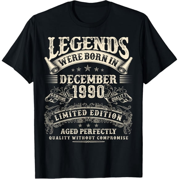 Camiseta retro para 34 cumpleaños para hombres de 34 años de edad, diciembre de 1990