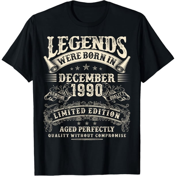 Camiseta retro para 34 cumpleaños para hombres de 34 años de edad, diciembre de 1990