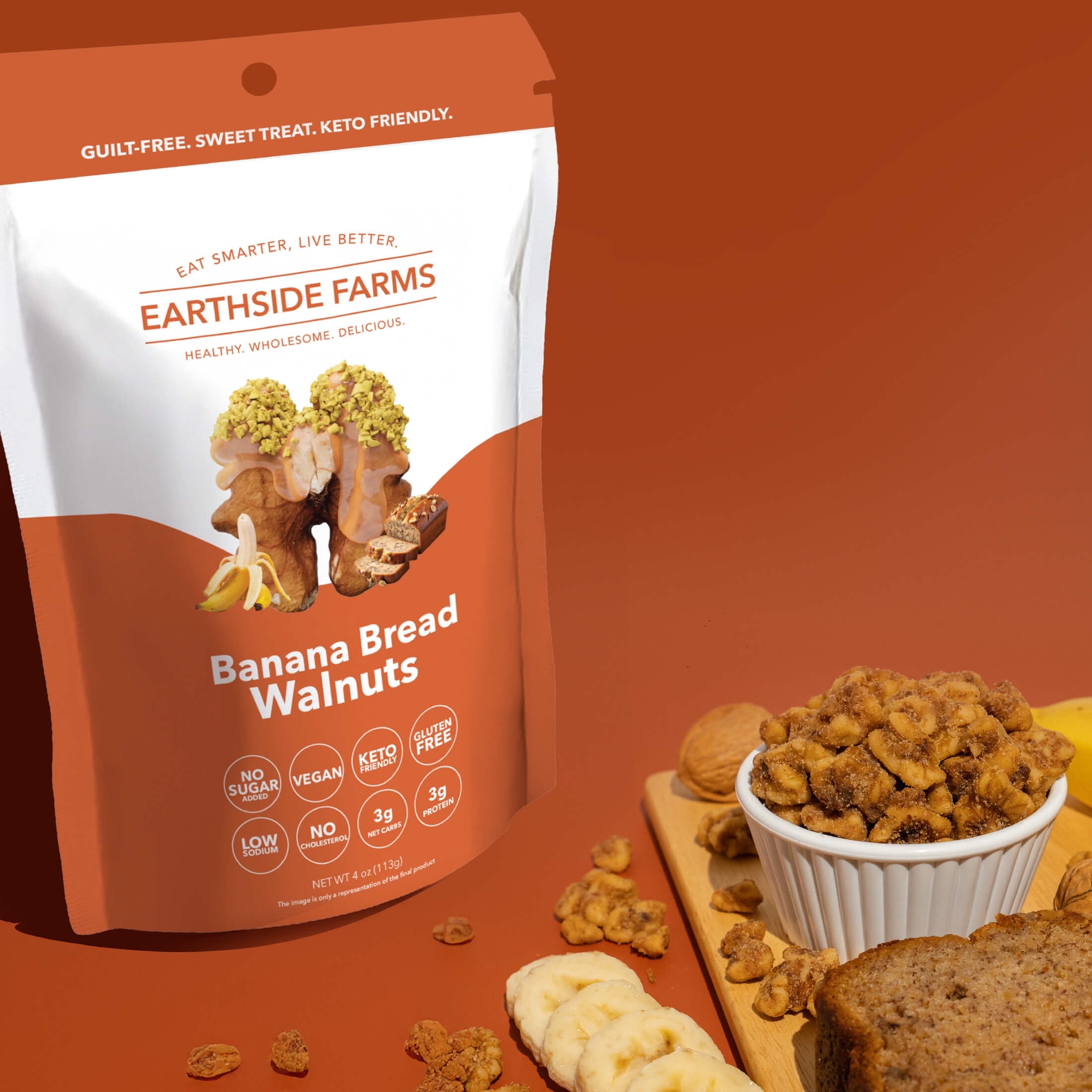 Earthside Farms Banana Bread Walnuts 4 oz - Pack of 10