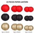 thumbnail image 2 of Set de faroles decorativos de papel zilue, negro, dorado y rojo, 15 unidades, 2 of 7