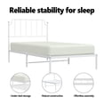 thumbnail image 3 of vidaXL Twin XL Metal Bed Frame with Headboard, Sturdy Steel, White, No Mattress, 3 of 9