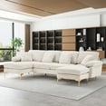 thumbnail image 3 of Rophefx 114" Sectional Sofa for Living Room,Modern Velvet Couch,U-Shaped Sofa with Chaise and Ottoman,Beige, 3 of 10