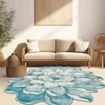 thumbnail image 5 of Flowers Rug Design 301 - 2'6"x2'6" Round, Blue, 5 of 6