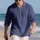 thumbnail image 1 of pstuiky camisetas de manga larga para hombre, Cárdigan informal de negocios para hombre, color liso, holgado, con botones, mangas largas y cuello vuelto camisetas de hombre l, 1 of 9
