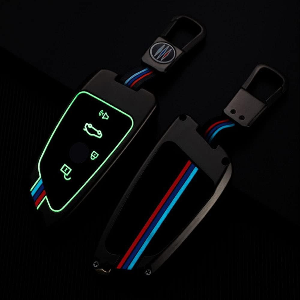 MJMJ for BMW Key Fob Case Cover, Fit for BMW 1 3 4 5 6 7 Series X3 X4 M5 M6 GT3 GT5, Zinc Alloy and Silicon Remote Key Protector (Blade Type)