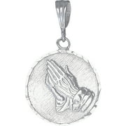 EJEWELRYPLUS Sterling Silver Praying Hands Pedant Necklace Medallion 18" Chain