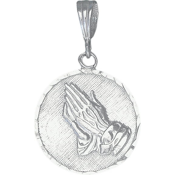 Sterling Silver Praying Hands Pedant Necklace Medallion 18" Chain