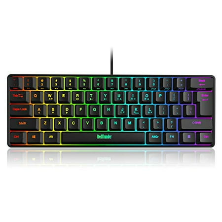 RedThunder 60% Wired Gaming Keyboard, RGB Backlit Ultra-Compact Mini Keyboard, Quiet Ergonomic Water-Resistant Mechanical Feeling Keyboard for PC, MAC, PS4, Xbox ONE Gamer