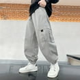 thumbnail image 4 of WEIGFI Child Boys Cargo Pants For Autumn Winter Fashion Loose Fit Casual Joggers With Multiple Pockets Comfortable Twill Trousers For Teen Kids Youth School Outdoor Daily Wear Cozy Solid Color Slacks, 4 of 7