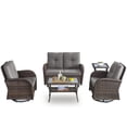 thumbnail image 2 of Opohoro 5-Piece Outdoor Conversation Set with Swivel Rocking Chairs, Patio Loveseat, Coffee & Side Tables, Brown/Gray, 2 of 12