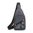 thumbnail image 2 of Fiudx Bolso Bandolera Pequeño Gris, Bandolera de Pecho, con Orificio para Auriculares, Tela Ligera, Bolsillo para Tablet, Correa Ajustable, Bolso de Hombro para Viajes Al Aire Libre, Regalo para Homb, 2 of 6