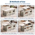 thumbnail image 4 of Table Basse à Plateau Relevable avec Rangement – Table Centrale en Bois de 47,2 Pouces, 2 Tiroirs, Compartiment Caché, Hauteur Réglable, Multifonctionnelle pour Salon/bureau à Domicile – Gris, 4 of 8